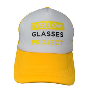Dollar General Mens Yellow Glasses Project Snapback Mesh Back Hat Yellow White